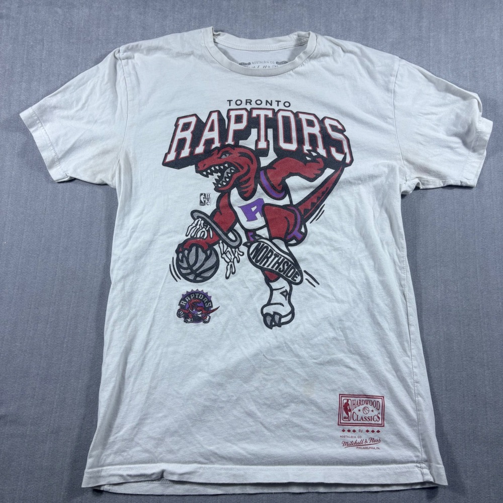 Mitchell & Ness T-Shirt Mens M White Toronto Raptors Hardwood Classics Graphic